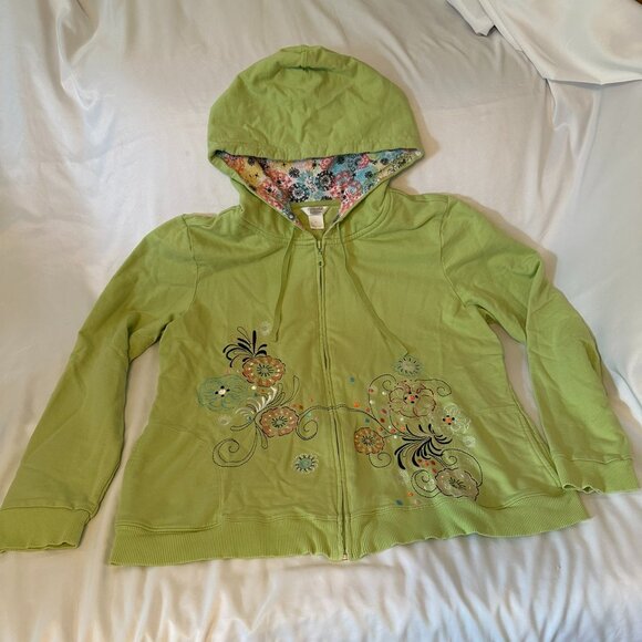 Christopher & Banks XL Embroidered Floral Hoodie Jacket - Picture 2 of 10